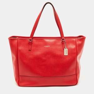 Coach Red Leather Large East West City Tote