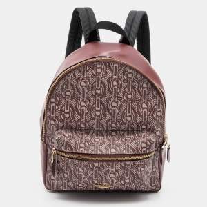 Coach Maroon Signature Coated Canvas and Leather Backpack