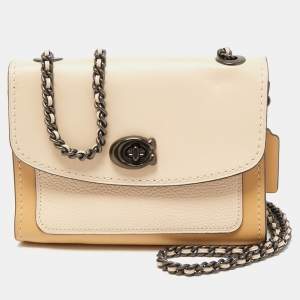Coach Two Tone Beige Leather Parker Crossbody Bag