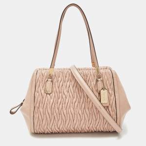 Coach Beige Gathered Leather Madison Madeline Eastwest Satchel