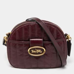 Coach Burgundy Quilted Leather Kat Saddle Shoulder Bag