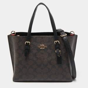 Coach Brown/Black Signature Coated Canvas Tatum Caryall Tote