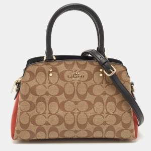 Coach Multicolor Signature Coated Canvas and Leather Mini Lillie Carryall Satchel