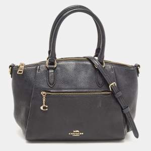  Coach Black Leather Elise Zip Satchel 