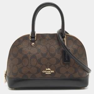 Coach Brown/Black Signature Coated Canvas and Leather Mini Sierra Satchel