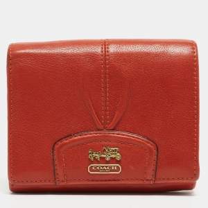 Coach Orange Leather Ashley Compact Wallet