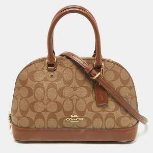 Coach Beige/Brown Signature Coated Canvas and Leather Mini Sierra Satchel