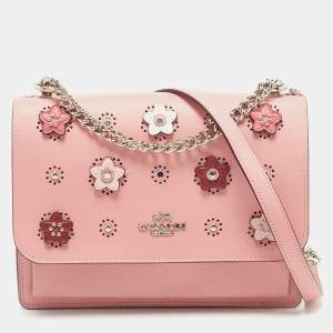 Coach Pink Leather Flower/Eyelet Klare Crossbody Bag