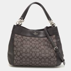 Coach Black Signature Canvas and Leather Small Lexy Shoulder Bag