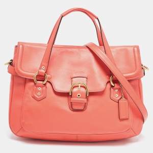 Coach Orange Leather Eva Flap Satchel