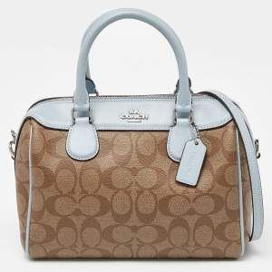 Coach Brown/Blue Signature Coated Canvas and Leather Mini Bennett Satchel