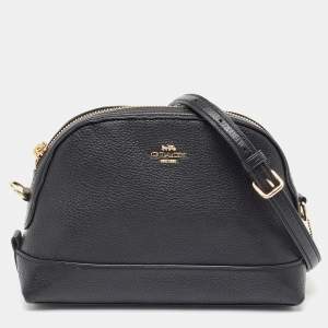 Pre Owned Coach Black Leather Dome Crossbody Bag