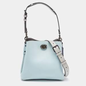 Coach Pale Blue Leather Willow Bucket Bag