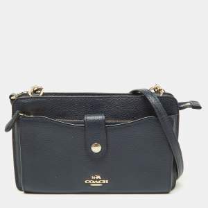 Coach Navy Blue Leather Noa Pop Up Crossbody Bag