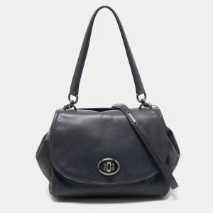 Coach Dark Blue Suede And Leather Crossbody Bag