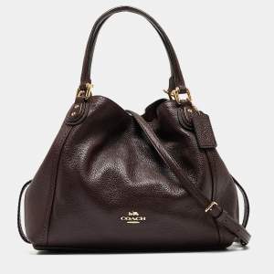 Coach Dark Burgundy Leather Edie Satchel