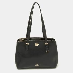 Coach Black Leather Turnlock Carryall 29 Satchel 