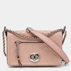 Coach Pink Signature Patent Leather Lex Crossbody Bag