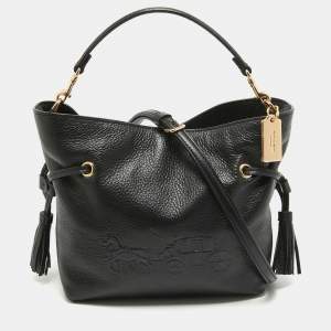 Coach Black Leather Andy Drawstring Bucket Bag