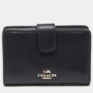 Coach Black Leather Compact Wallet