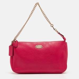 Coach Hot Pink Leather Baguette Bag