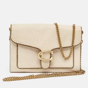 Coach Beige Leather Tabby Chain Shoulder Bag