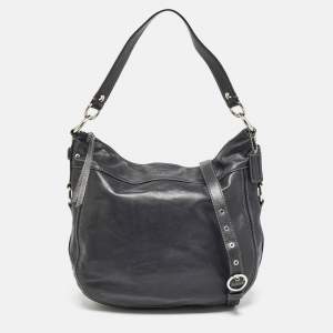 Coach Black Leather Logo Hobo
