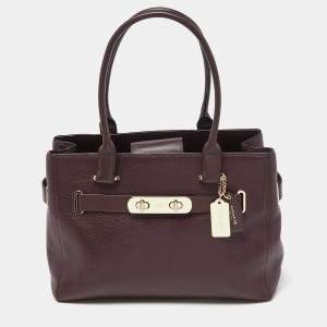 Coach Burgundy Leather Swagger 33 Tote