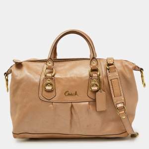 Coach Beige Leather Ashley Satchel