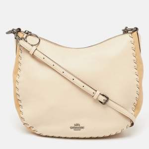 Coach Two Tone Beige Leather Sutton Hobo