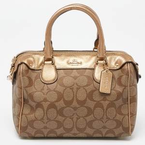 Coach Brown Signature Coated Canvas and Leather Mini Bennett Satchel