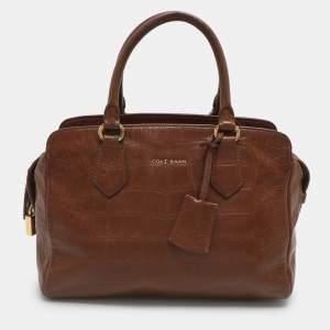 Pre Owned حقيبة ساتشل كول هان جلد منقوش بني كروك