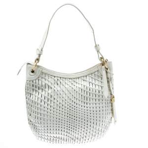Cole Haan White Genevieve Open Weave Hobo 