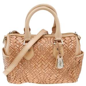 Cole Haan Beige Woven Leather Satchel