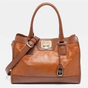 Cole Haan Brown Leather Vintage Valise Novelty Kendra Tote
