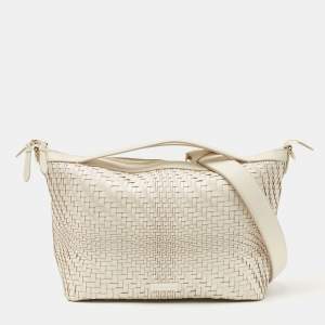 Cole Haan Ivory Woven Leather Satchel