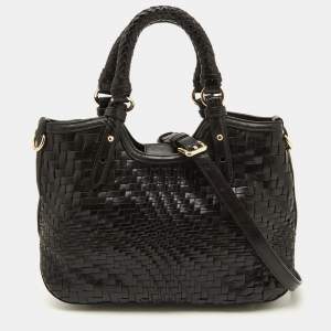 Cole Haan Black Woven Leather Satchel