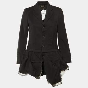 مملوكة مسبقًا بليزر ببيبلوم من الصوف بتول مع تراكب أسود من كوم دي غارسون مقاس صغير جدًا - إكس سمول