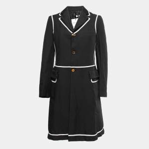 Comme des Garçons Black Synthetic Contrast Trimmed Mid-Length Coat M