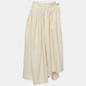 Pre Owned Comme des Garcons Cream Cotton Skirt Overlay Detail Pants M