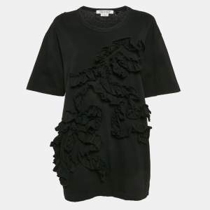 Comme des Garcons Black Cotton Ruffle Detail T-Shirt L