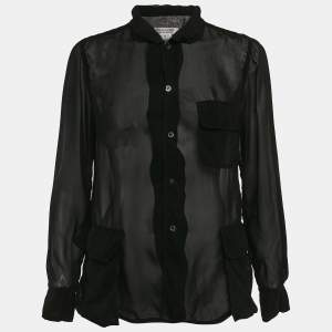Comme des Garcons Black Crepe Long Sleeve Sheer Shirt M
