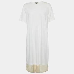 مملوكة مسبقًا Comme des Garcons White Wool and Jersey Asymmetric T-Shirt Dress M