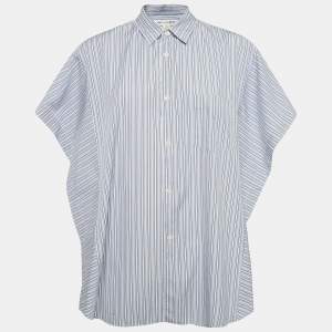 Pre Owned Comme des Garcons Blue Striped Cotton Side Open Shirt M