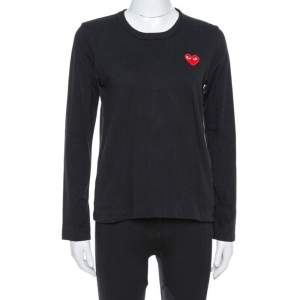 Comme des Garçons Play Black Cotton Jersey Long Sleeve T-Shirt M
