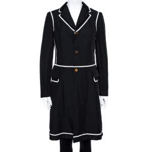 Dolce & Gabbana Black Wool & Cashmere Button Front Coat M Dolce ...