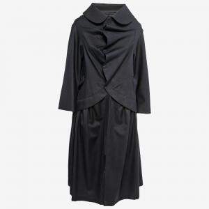 Commes des Garcons Black Wool Collared Long Coat M