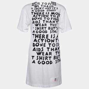 Friends & Comme des Garçons Happy Holidays White Printed Cotton Knit T-Shirt Dress S