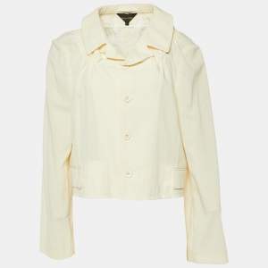 Pre Owned Comme des Garcons Cream Wool Blend Cropped Shirt M