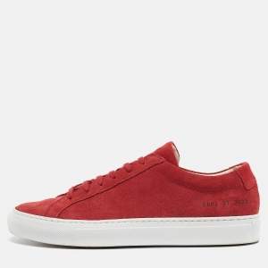 Common Projects Red Suede Achilles Low Top Sneakers Size 37